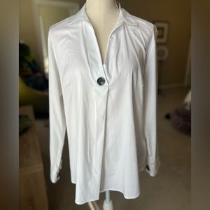 The Shirt. White pullover poplin long sleeved shirt. Size Medium